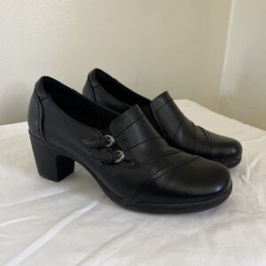 THOM MCAN Vtg Womens Flossie Black Leather Slip On Ankle Bootie Clog Pumps- 8.5W